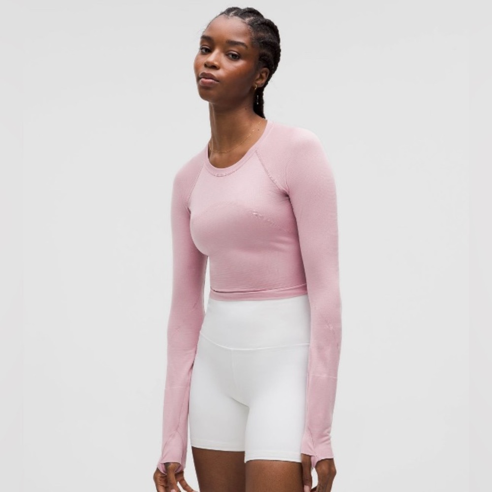 Lululemon Swiftly Tech Cropped Long-Sleeve Shirt 2.0 — Rose Blush (Size 8)